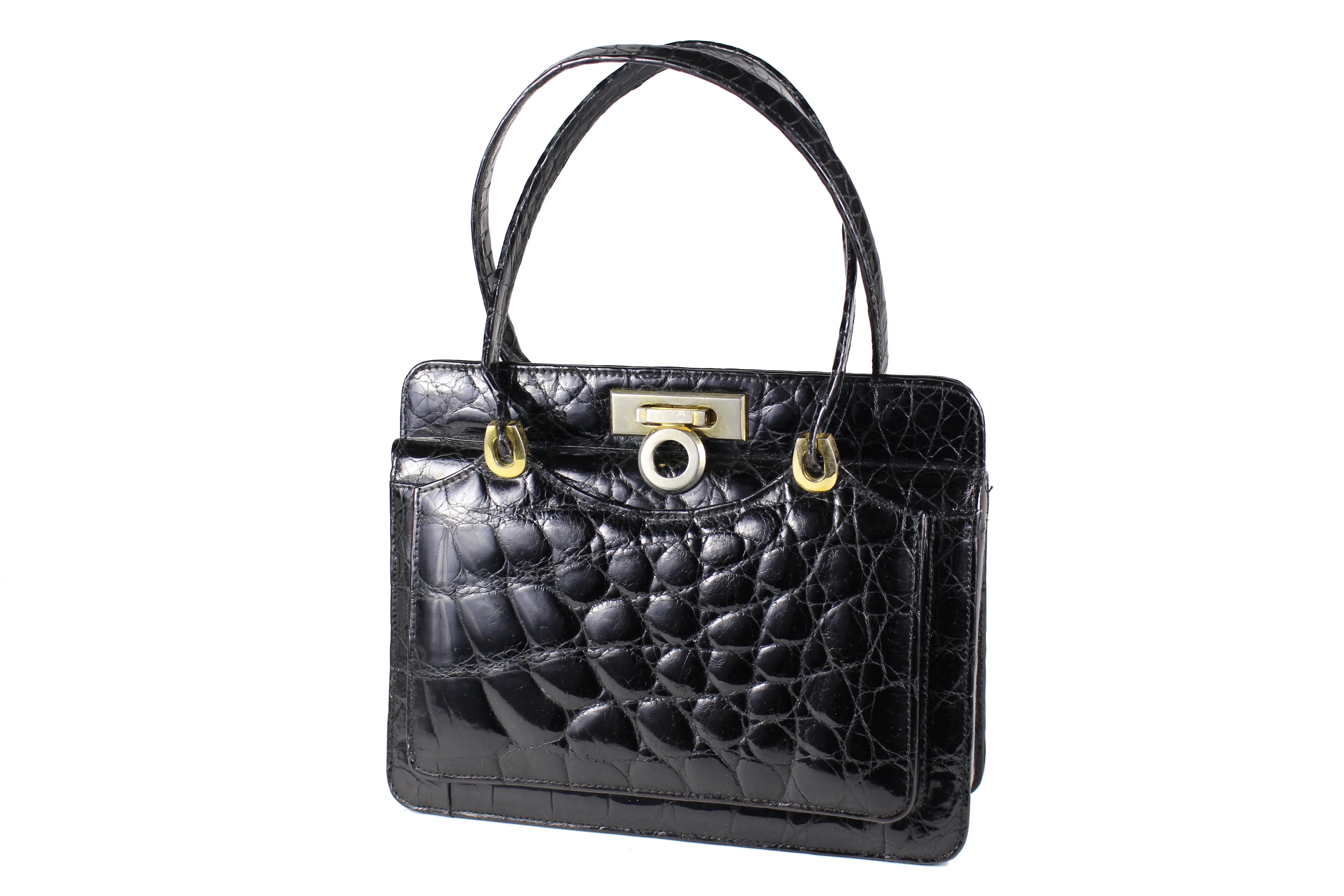 EL CORTE INGLÉS black crocodile skin handbag