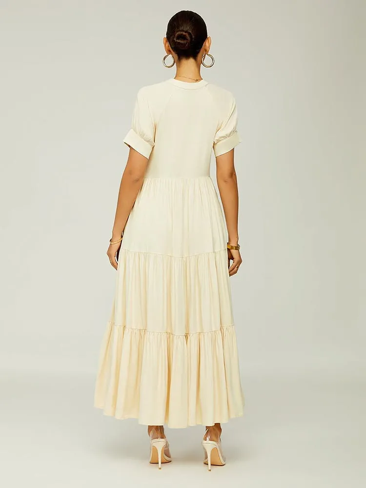 Solid Color Graceful Ruffle Bodycon Dress